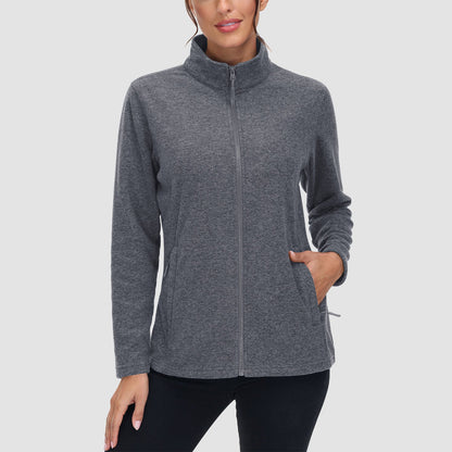 Casaco de lã feminino suéter com zíper completo casaco com bolsos com zíper quente