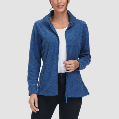 Casaco de lã feminino suéter com zíper completo casaco com bolsos com zíper quente