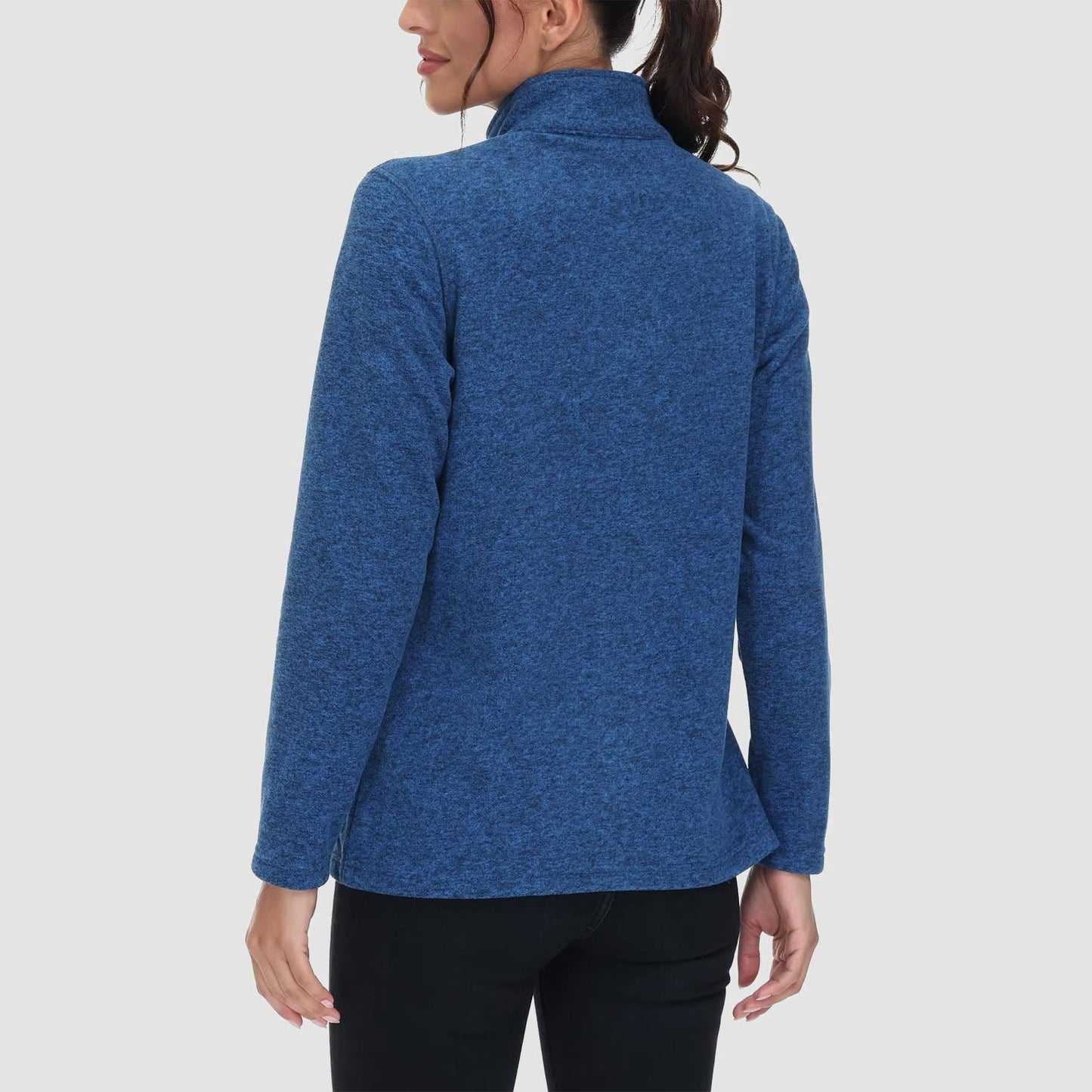 Casaco de lã feminino suéter com zíper completo casaco com bolsos com zíper quente