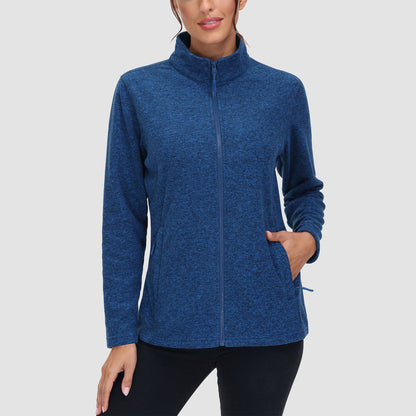 Casaco de lã feminino suéter com zíper completo casaco com bolsos com zíper quente