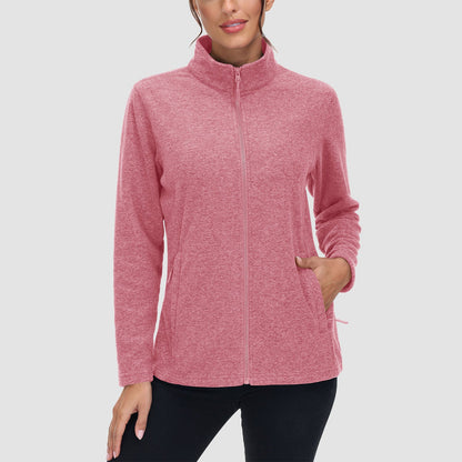 Casaco de lã feminino suéter com zíper completo casaco com bolsos com zíper quente