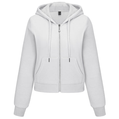 Moletom feminino com capuz, jaqueta bomber feminina, forro de lã, top curto, zíper completo, moletom com capuz para o inverno