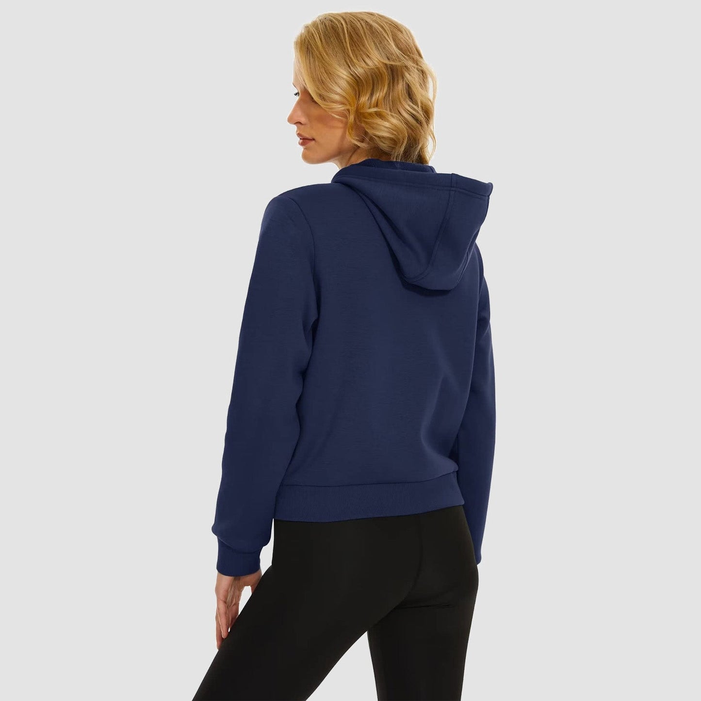 Moletom feminino com capuz, jaqueta bomber feminina, forro de lã, top curto, zíper completo, moletom com capuz para o inverno