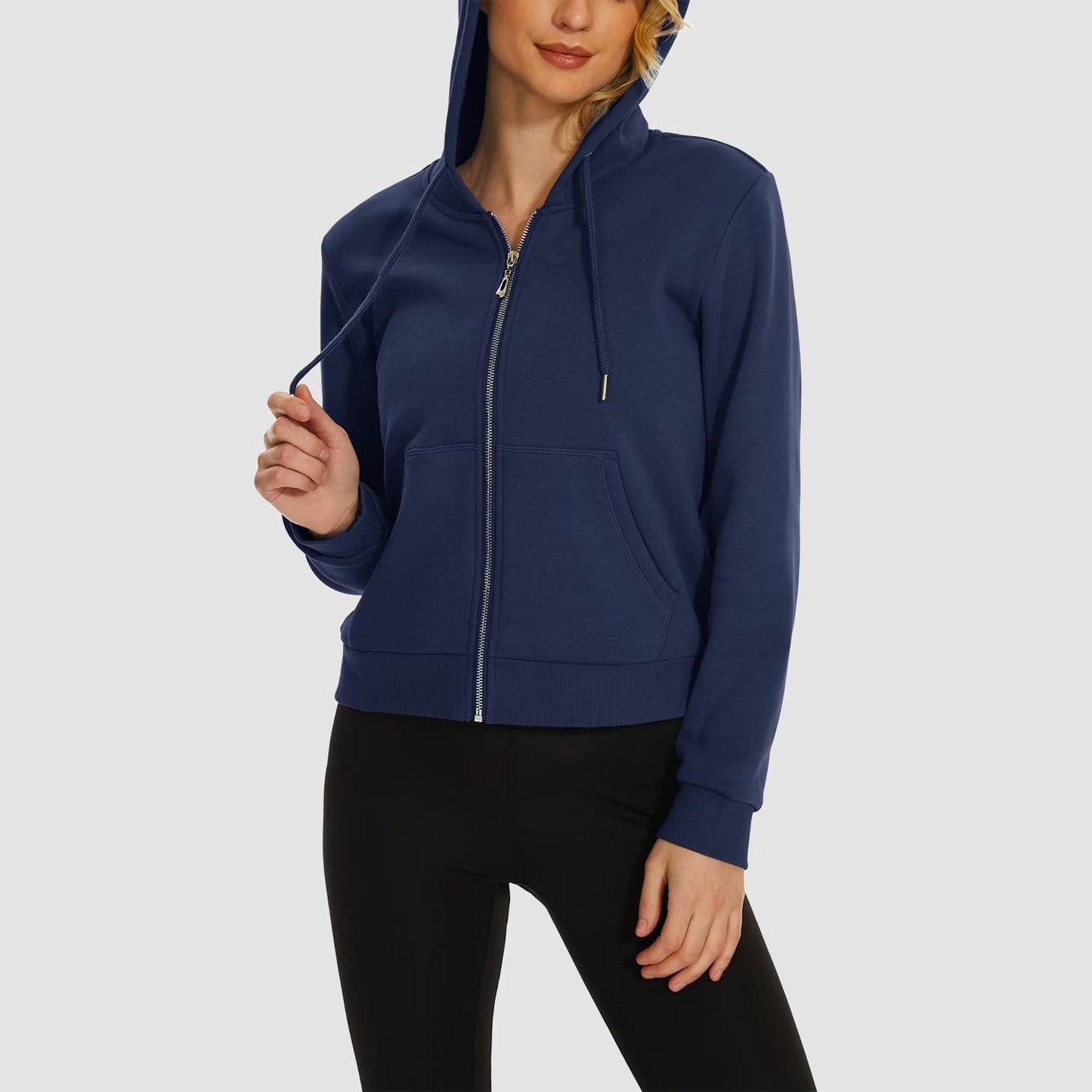 Moletom feminino com capuz, jaqueta bomber feminina, forro de lã, top curto, zíper completo, moletom com capuz para o inverno