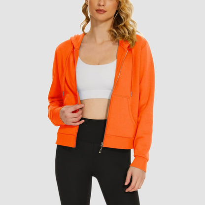 Moletom feminino com capuz, jaqueta bomber feminina, forro de lã, top curto, zíper completo, moletom com capuz para o inverno