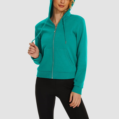 Moletom feminino com capuz, jaqueta bomber feminina, forro de lã, top curto, zíper completo, moletom com capuz para o inverno