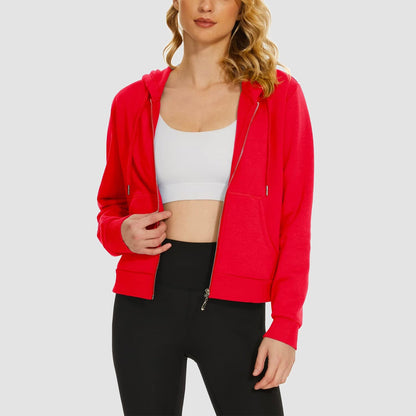 Moletom feminino com capuz, jaqueta bomber feminina, forro de lã, top curto, zíper completo, moletom com capuz para o inverno