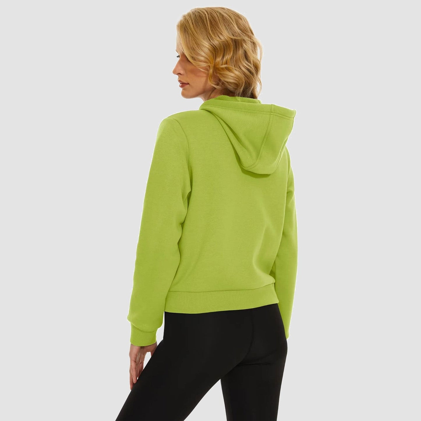 Moletom feminino com capuz, jaqueta bomber feminina, forro de lã, top curto, zíper completo, moletom com capuz para o inverno