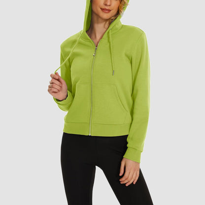 Moletom feminino com capuz, jaqueta bomber feminina, forro de lã, top curto, zíper completo, moletom com capuz para o inverno