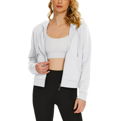 Moletom feminino com capuz, jaqueta bomber feminina, forro de lã, top curto, zíper completo, moletom com capuz para o inverno