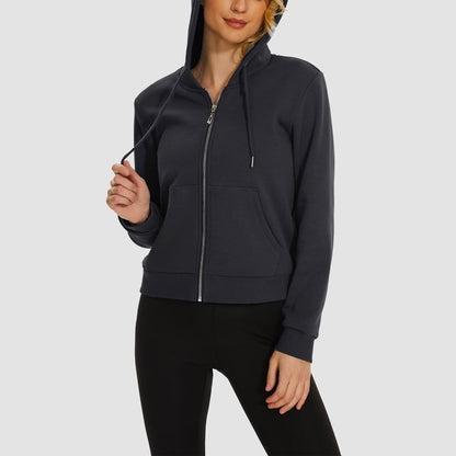 Moletom feminino com capuz, jaqueta bomber feminina, forro de lã, top curto, zíper completo, moletom com capuz para o inverno