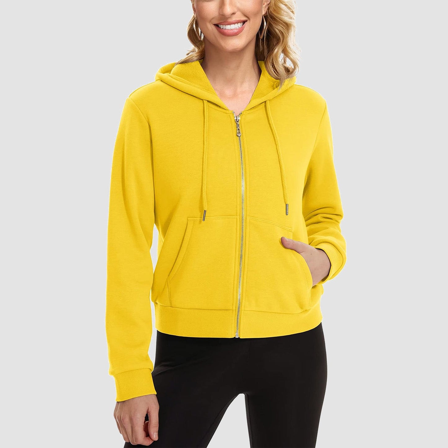 Moletom feminino com capuz, jaqueta bomber feminina, forro de lã, top curto, zíper completo, moletom com capuz para o inverno