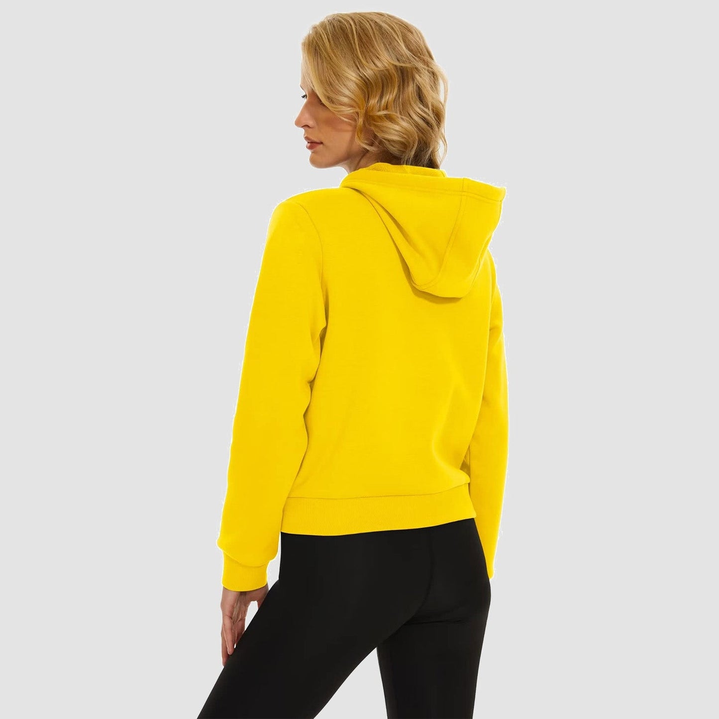 Moletom feminino com capuz, jaqueta bomber feminina, forro de lã, top curto, zíper completo, moletom com capuz para o inverno