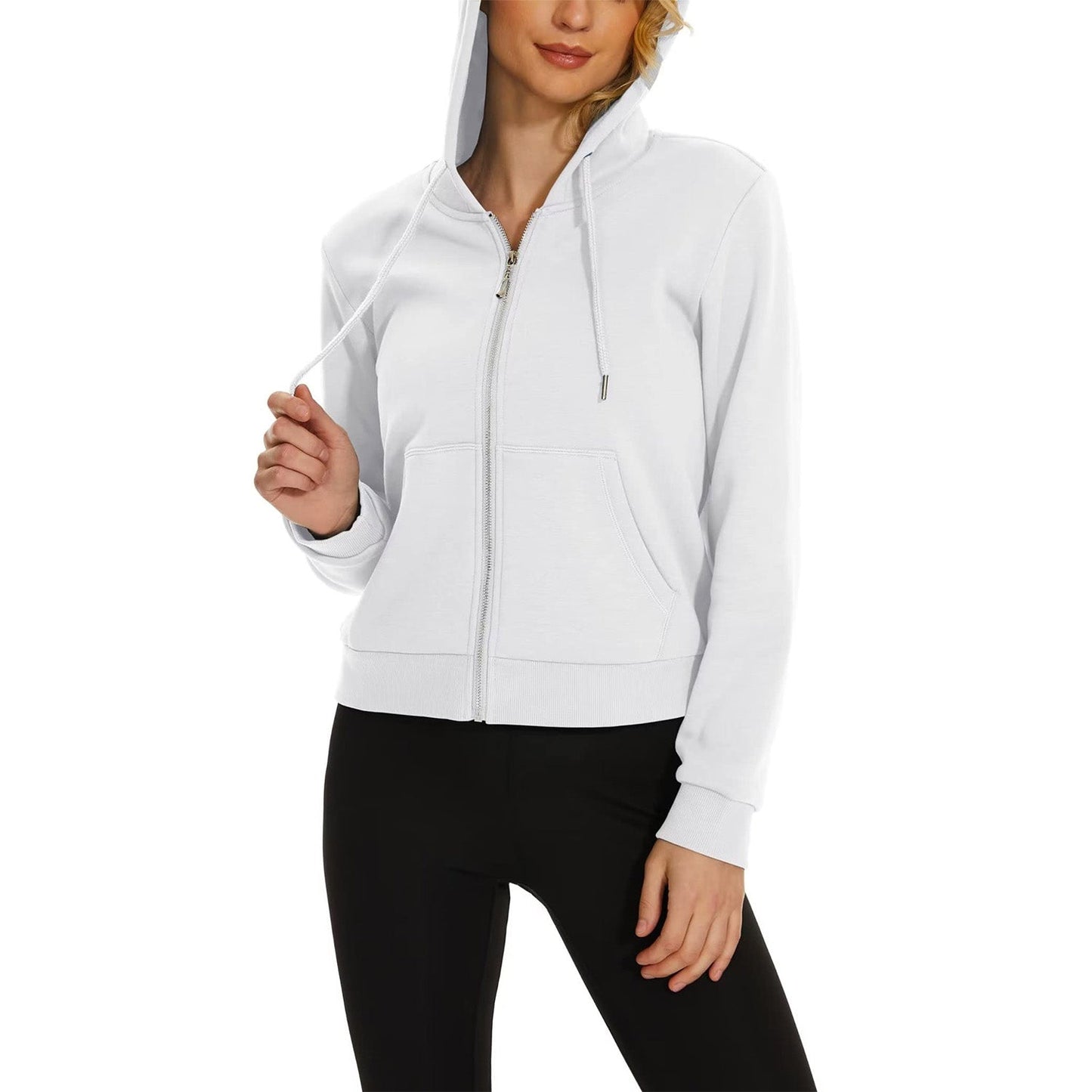 Moletom feminino com capuz, jaqueta bomber feminina, forro de lã, top curto, zíper completo, moletom com capuz para o inverno
