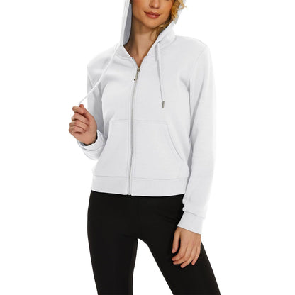 Moletom feminino com capuz, jaqueta bomber feminina, forro de lã, top curto, zíper completo, moletom com capuz para o inverno