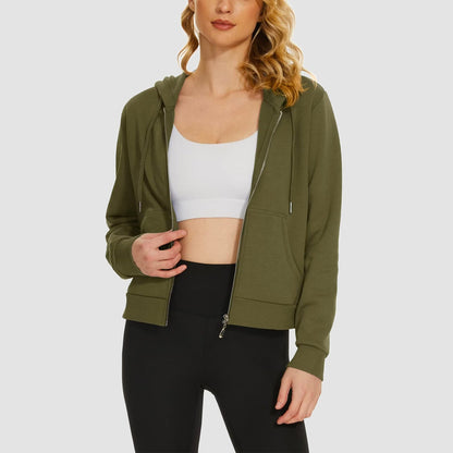 Moletom feminino com capuz, jaqueta bomber feminina, forro de lã, top curto, zíper completo, moletom com capuz para o inverno