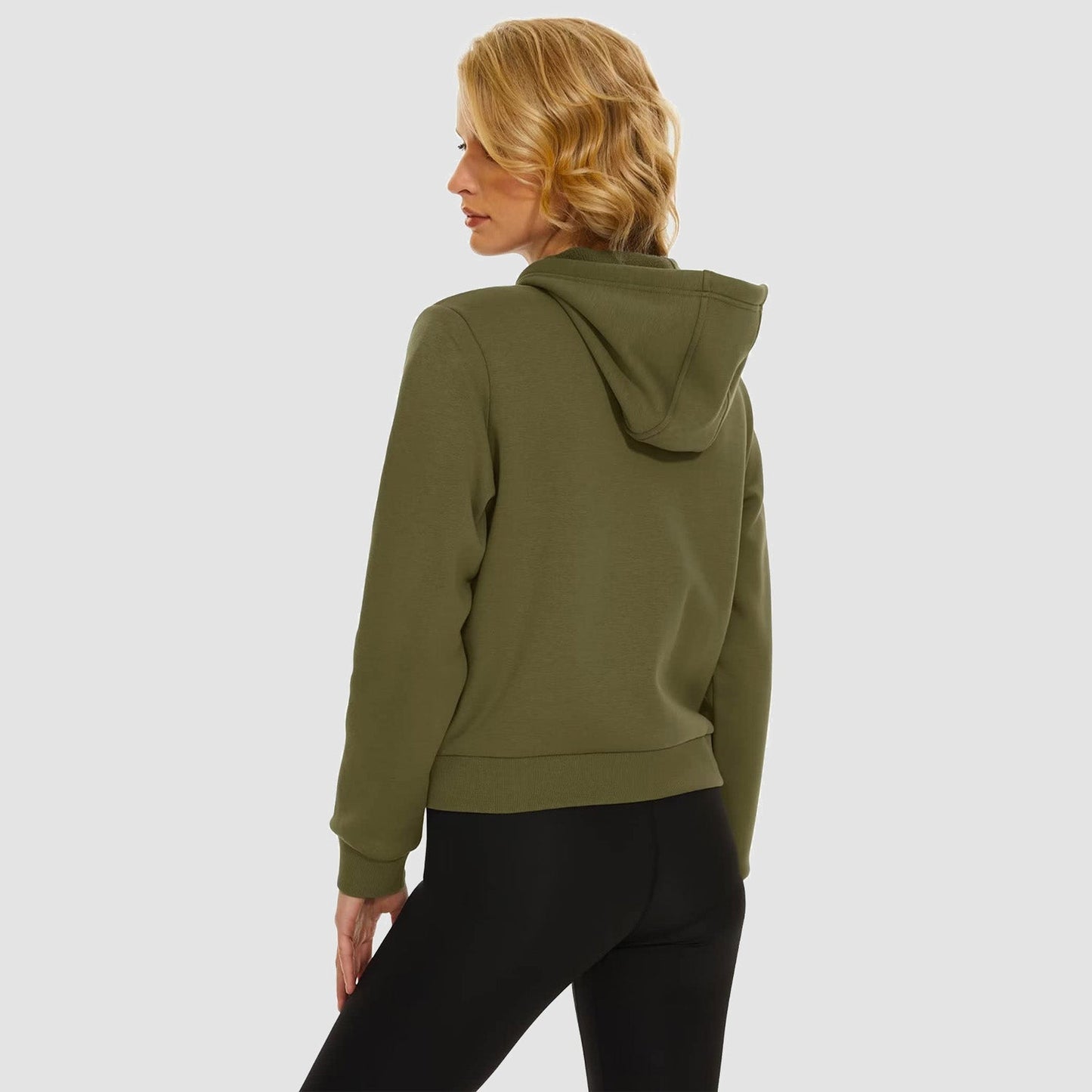 Moletom feminino com capuz, jaqueta bomber feminina, forro de lã, top curto, zíper completo, moletom com capuz para o inverno