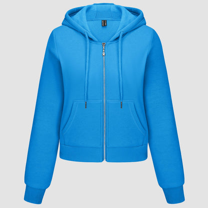 Moletom feminino com capuz, jaqueta bomber feminina, forro de lã, top curto, zíper completo, moletom com capuz para o inverno