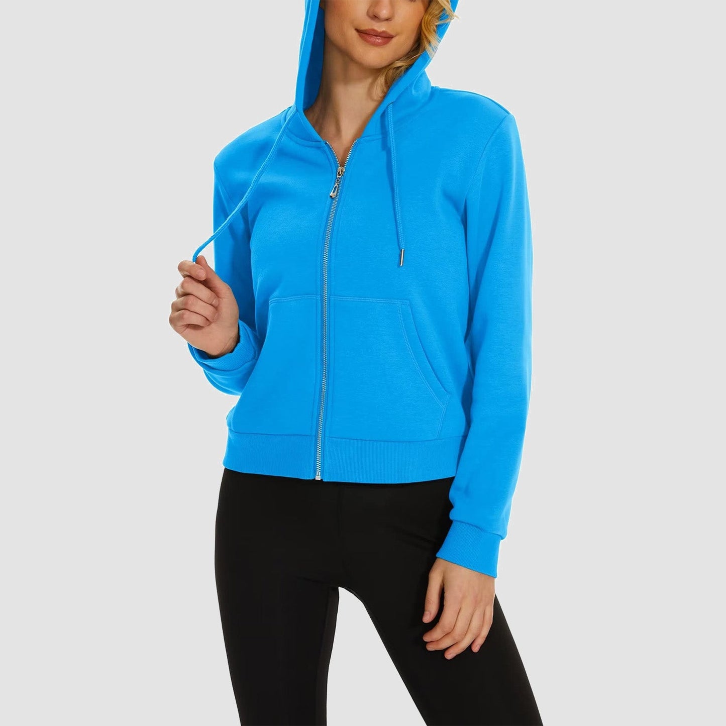 Moletom feminino com capuz, jaqueta bomber feminina, forro de lã, top curto, zíper completo, moletom com capuz para o inverno