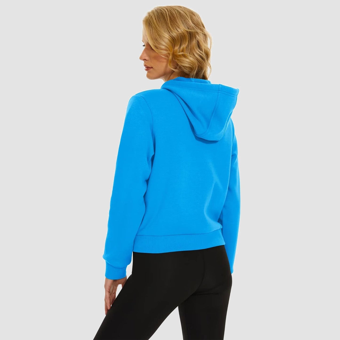 Moletom feminino com capuz, jaqueta bomber feminina, forro de lã, top curto, zíper completo, moletom com capuz para o inverno