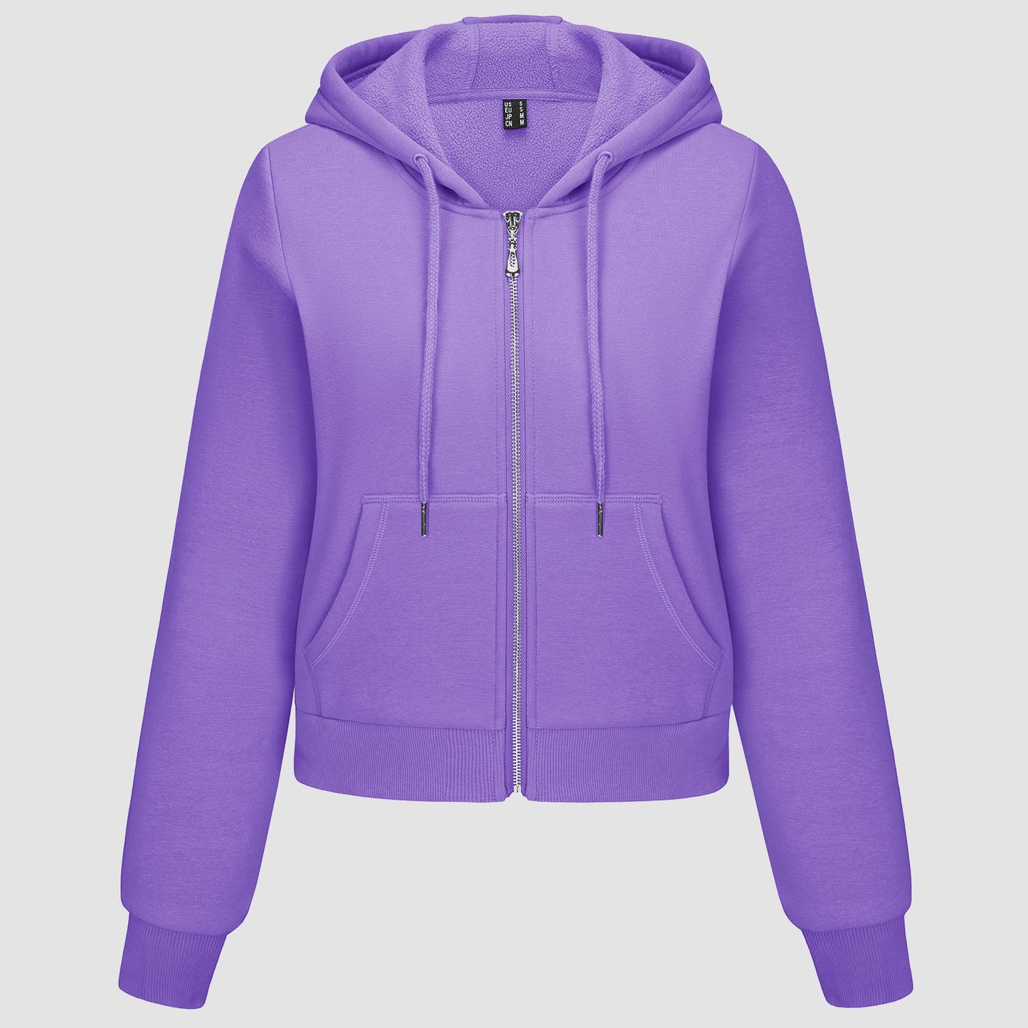 Moletom feminino com capuz, jaqueta bomber feminina, forro de lã, top curto, zíper completo, moletom com capuz para o inverno