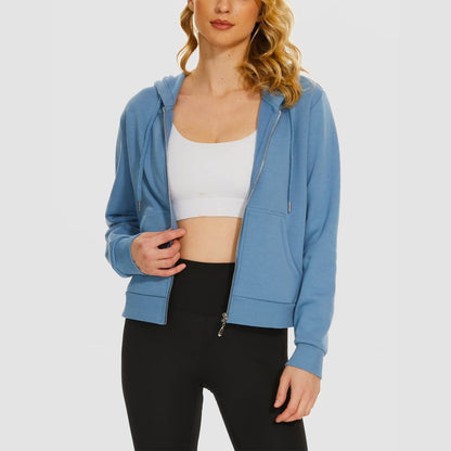 Moletom feminino com capuz, jaqueta bomber feminina, forro de lã, top curto, zíper completo, moletom com capuz para o inverno