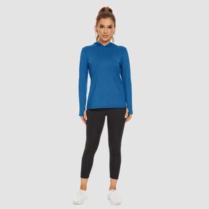 Women's Mint Hoodie Shirts UPF 50+ Sun Protection Long Sleeve UV Shirt Fishing Hiking Athletic Shirts with Thumb Hole