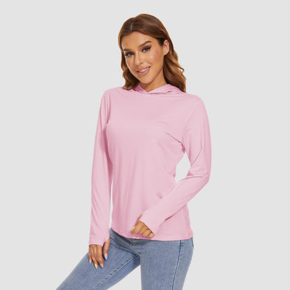 Women's Mint Hoodie Shirts UPF 50+ Sun Protection Long Sleeve UV Shirt Fishing Hiking Athletic Shirts with Thumb Hole