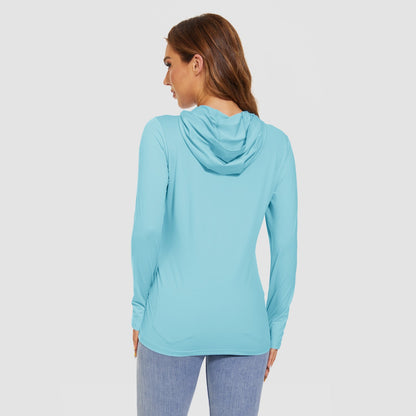 Women's Mint Hoodie Shirts UPF 50+ Sun Protection Long Sleeve UV Shirt Fishing Hiking Athletic Shirts with Thumb Hole
