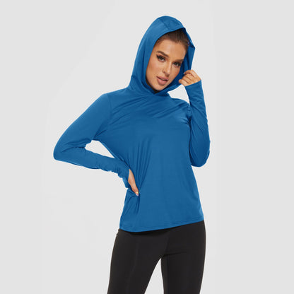 Women's Mint Hoodie Shirts UPF 50+ Sun Protection Long Sleeve UV Shirt Fishing Hiking Athletic Shirts with Thumb Hole
