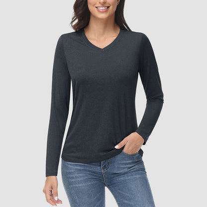 Women's Long Sleeve Shirt V Neck SPF Shirts UPF 50+ Quick Dry Workout Hiking Tee Shirts Rashguard