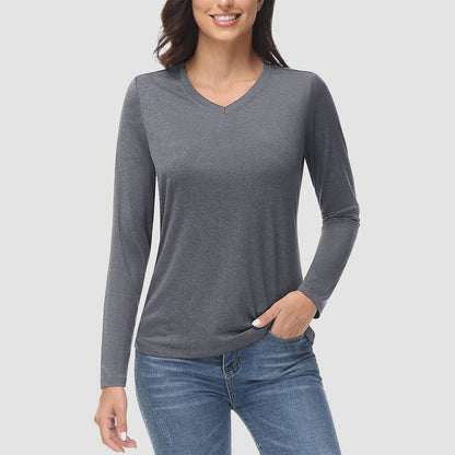Women's Long Sleeve Shirt V Neck SPF Shirts UPF 50+ Quick Dry Workout Hiking Tee Shirts Rashguard