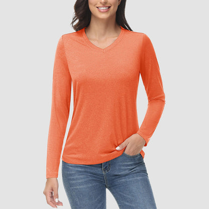 Women's Long Sleeve Shirt V Neck SPF Shirts UPF 50+ Quick Dry Workout Hiking Tee Shirts Rashguard