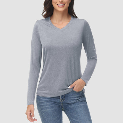 Women's Long Sleeve Shirt V Neck SPF Shirts UPF 50+ Quick Dry Workout Hiking Tee Shirts Rashguard