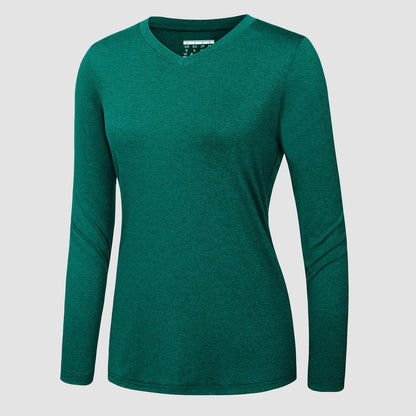 Women's Long Sleeve Shirt V Neck SPF Shirts UPF 50+ Quick Dry Workout Hiking Tee Shirts Rashguard