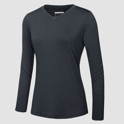 Women's Long Sleeve Shirt V Neck SPF Shirts UPF 50+ Quick Dry Workout Hiking Tee Shirts Rashguard