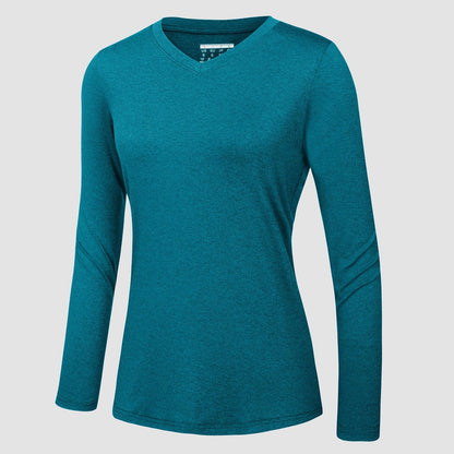 Women's Long Sleeve Shirt V Neck SPF Shirts UPF 50+ Quick Dry Workout Hiking Tee Shirts Rashguard