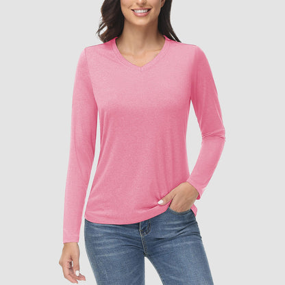 Women's Long Sleeve Shirt V Neck SPF Shirts UPF 50+ Quick Dry Workout Hiking Tee Shirts Rashguard