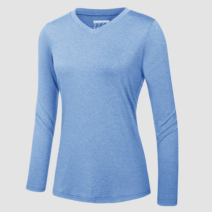 Women's Long Sleeve Shirt V Neck SPF Shirts UPF 50+ Quick Dry Workout Hiking Tee Shirts Rashguard