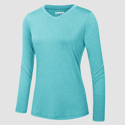 Women's Long Sleeve Shirt V Neck SPF Shirts UPF 50+ Quick Dry Workout Hiking Tee Shirts Rashguard