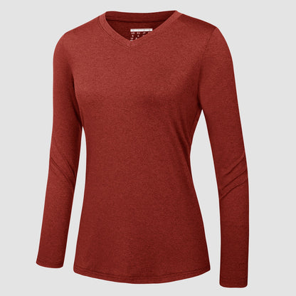 Women's Long Sleeve Shirt V Neck SPF Shirts UPF 50+ Quick Dry Workout Hiking Tee Shirts Rashguard