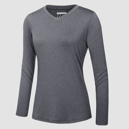 Women's Long Sleeve Shirt V Neck SPF Shirts UPF 50+ Quick Dry Workout Hiking Tee Shirts Rashguard