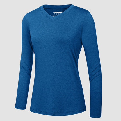 Women's Long Sleeve Shirt V Neck SPF Shirts UPF 50+ Quick Dry Workout Hiking Tee Shirts Rashguard