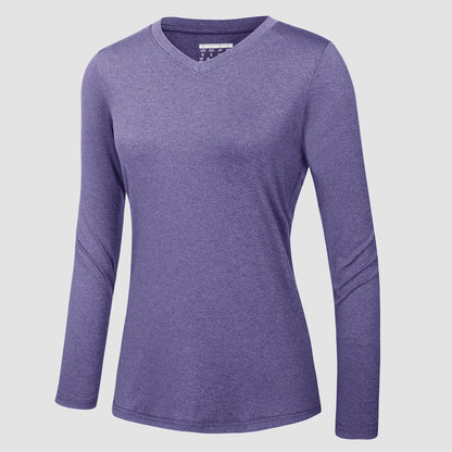 Women's Long Sleeve Shirt V Neck SPF Shirts UPF 50+ Quick Dry Workout Hiking Tee Shirts Rashguard