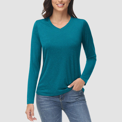 Women's Long Sleeve Shirt V Neck SPF Shirts UPF 50+ Quick Dry Workout Hiking Tee Shirts Rashguard