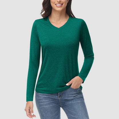 Women's Long Sleeve Shirt V Neck SPF Shirts UPF 50+ Quick Dry Workout Hiking Tee Shirts Rashguard