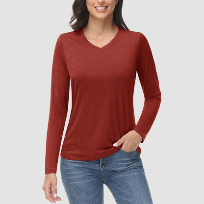 Women's Long Sleeve Shirt V Neck SPF Shirts UPF 50+ Quick Dry Workout Hiking Tee Shirts Rashguard