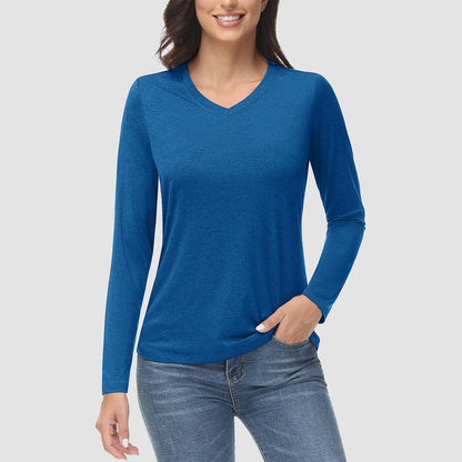 Women's Long Sleeve Shirt V Neck SPF Shirts UPF 50+ Quick Dry Workout Hiking Tee Shirts Rashguard