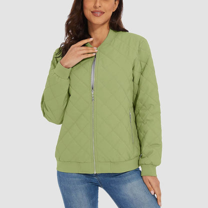 Jaquetas acolchoadas femininas Jaqueta bomber com 2 bolsos com zíper Jaqueta de inverno casual