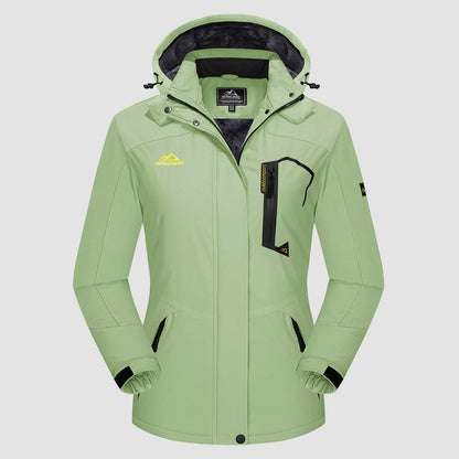 Women's Water-Resistant Fleece Ski Jacket with 4 Pockets - Warm Parka
